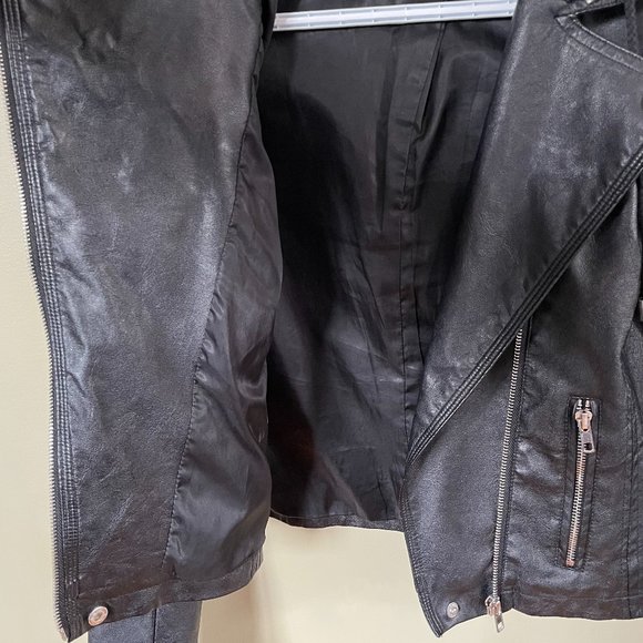 Faux Black Leather Jacket - Picture 6 of 8